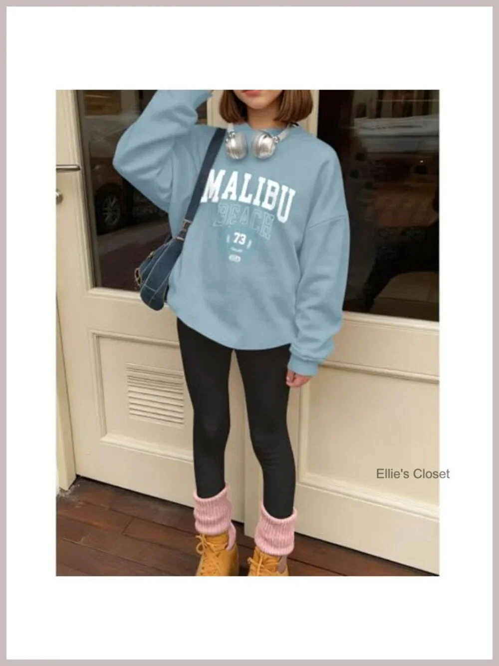 Preppy Letter Graphic Oversized Sweatshirt Crewneck Pullover for Girls